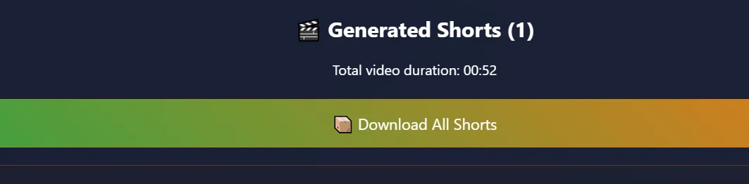 Download and share generated shorts