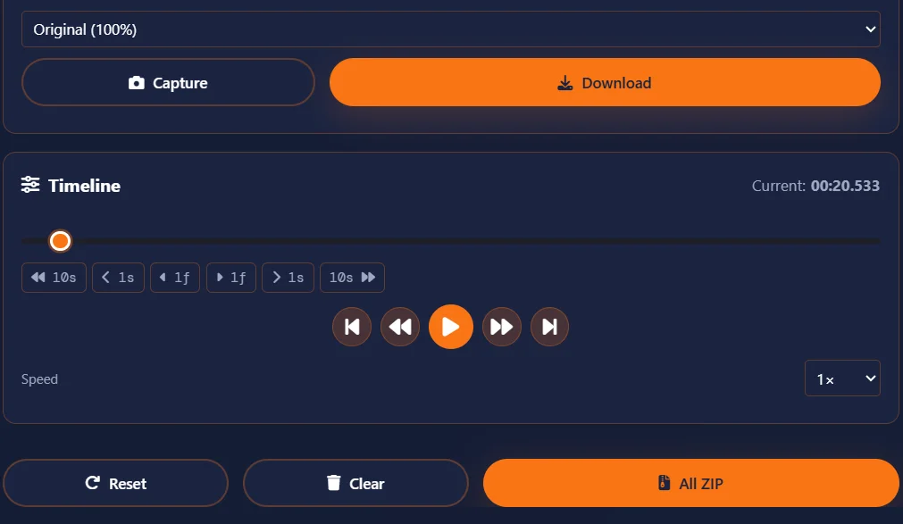 Press Capture to export frame from video